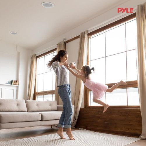 Pyle 5.25&rdquo; Ceiling Wall Mount Speakers - Pair Of 2-Way Midbass Woofer Speaker 1'' Polymer Dome Tweeter Flush Design W/ 80Hz - 20kHz Frequency Response & 150 Watts Peak Easy Installation