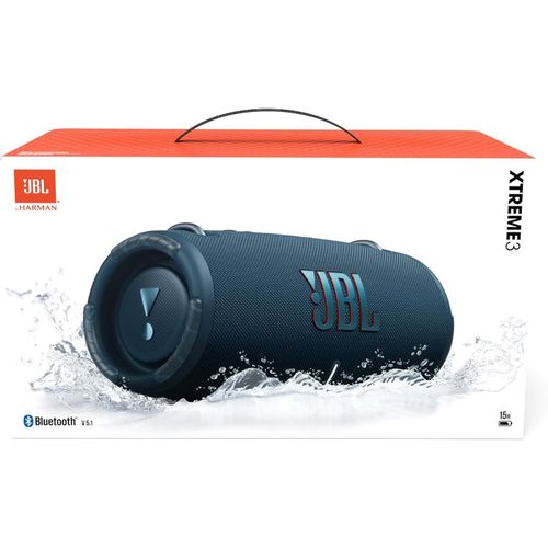 Jbl Xtreme 3 Portable Waterproof Speaker with Massive Original Pro Sound, Immersive Deep Bass, 15H Battery, Built-In Charger, PartyBoost Enabled, Easy-to-Carry Strap - Blue