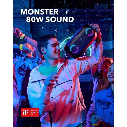 Anker Sound core Rave Mini Portable Party Speaker Huge 80W Sound, Fully Waterproof - Black