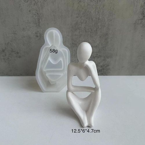 Abstract Thinker Statue Silicone Candle Mold Diy Human Body Portrait Handmade Candle Epoxy Resin Making Mould Home Decor