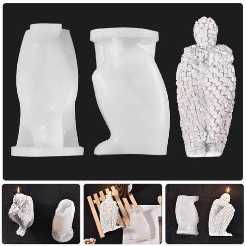 Abstract Thinker Statue Silicone Candle Mold Diy Human Body Portrait Handmade Candle Epoxy Resin Making Mould Home Decor
