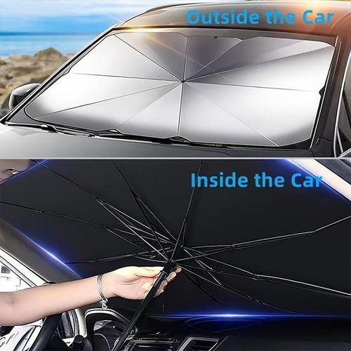 Front Car Windshield Sunshade Folding Umbrella Auto Anti- Sun Shade Parasol Umbrella Type for Car Window Summer Sun Protection-SUV model_Dark Grey
