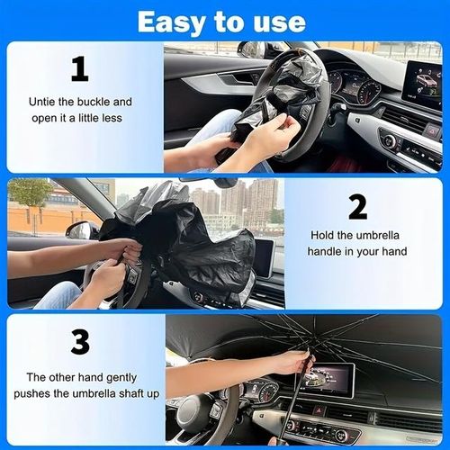 Front Car Windshield Sunshade Folding Umbrella Auto Anti- Sun Shade Parasol Umbrella Type for Car Window Summer Sun Protection-SUV model_Dark Grey