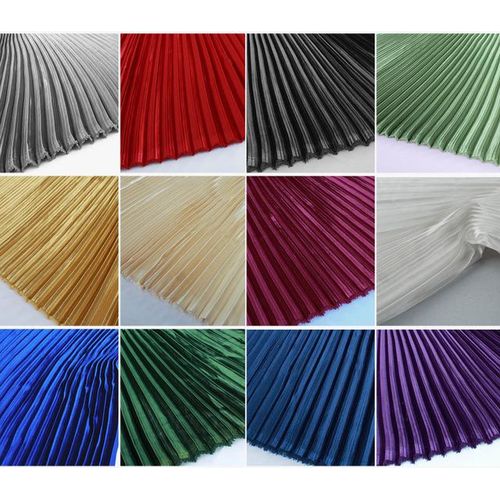 Glossy Pleated Fabric Big Stripes Satin Fabric Pleated Dress Clothing Making Sold By Meter - 150cm Wide
