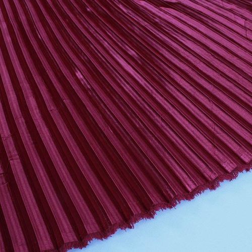 Glossy Pleated Fabric Big Stripes Satin Fabric Pleated Dress Clothing Making Sold By Meter - 150cm Wide