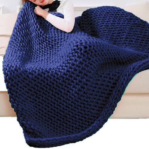 Thick Chunky Yarn Jumbo Tubular  Crochet Dark Blue