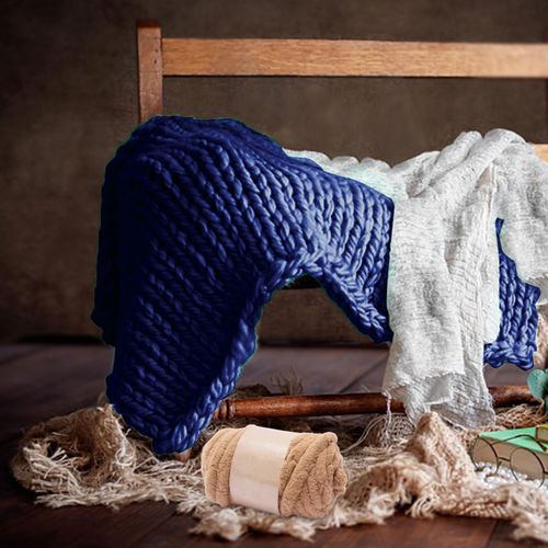 Thick Chunky Yarn Jumbo Tubular  Crochet Dark Blue