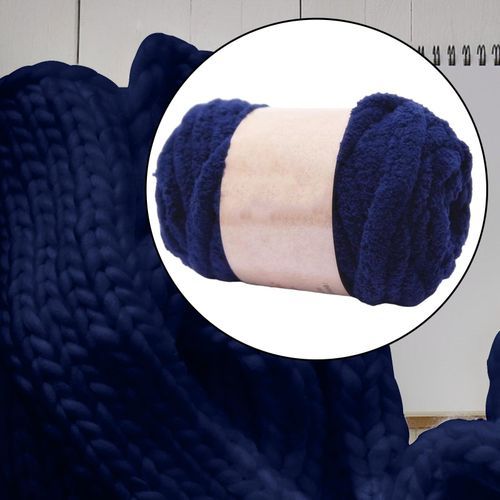 Thick Chunky Yarn Jumbo Tubular  Crochet Dark Blue