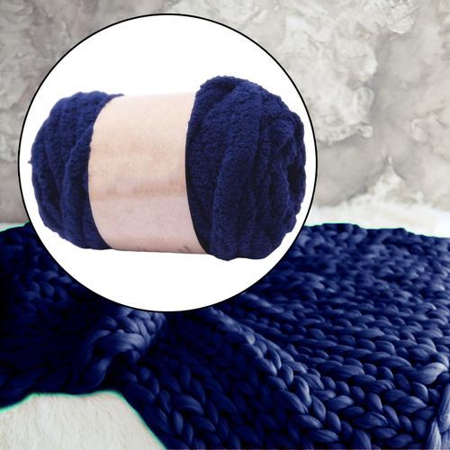 Thick Chunky Yarn Jumbo Tubular  Crochet Dark Blue