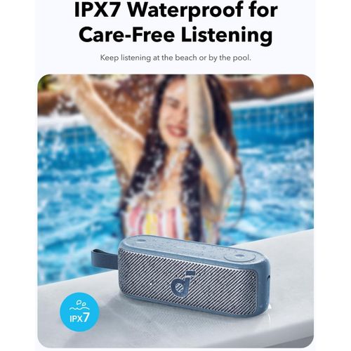 Anker soundcore Motion 100 Bluetooth Speaker, Portable Speaker with Wireless Hi-Res, 2 Full Range Drivers for Stereo Sound, Customizable EQ, Punchy Bass, IPX7, Ultra-Portable Design for Outdoor Use