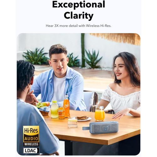 Anker soundcore Motion 100 Bluetooth Speaker, Portable Speaker with Wireless Hi-Res, 2 Full Range Drivers for Stereo Sound, Customizable EQ, Punchy Bass, IPX7, Ultra-Portable Design for Outdoor Use