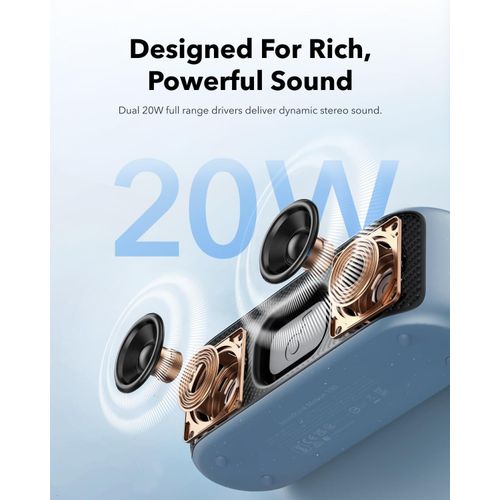 Anker soundcore Motion 100 Bluetooth Speaker, Portable Speaker with Wireless Hi-Res, 2 Full Range Drivers for Stereo Sound, Customizable EQ, Punchy Bass, IPX7, Ultra-Portable Design for Outdoor Use