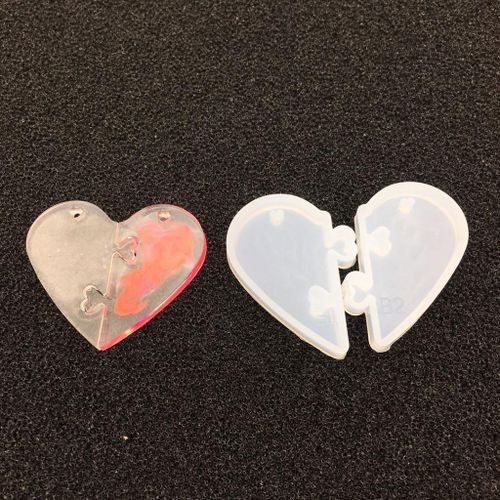 6 Split Heart Designs Silicone Casting Love Epoxy Resin