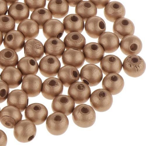 Bulk 200PCS Gold Wood Beads Wooden Round Golden