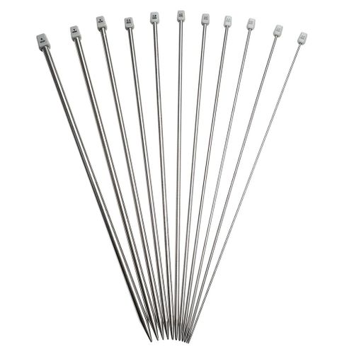 22Pcs 11Sizes 25cm Knitting Needles Straight Single Pointed Knitting