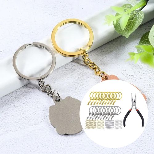 221 Pieces Alloy Keyring With Chain  Pliers Gold