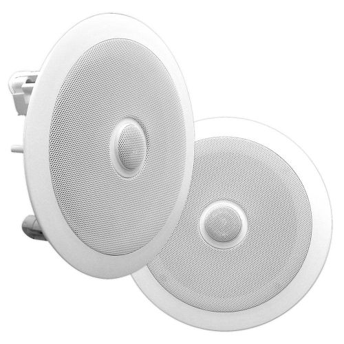 Pyle 6.5'' In-Wall/In-Ceiling Midbass Speakers (Pair) - 2-Way Woofer Speaker System Directable 1&rdquo; Titanium Dome Tweeter Flush Mount Design w/ 65Hz - 22kHz Frequency Response 250 Watts Peak