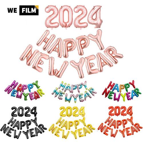 2024 Happy New Year Balloons Gold Number Letter Aluminum Foil Balloon Christmas Home Decoration New Year Party Gift Photo Props