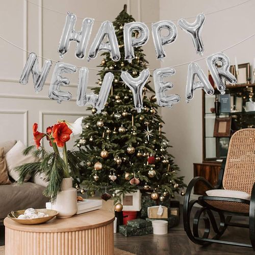 2024 Happy New Year Balloons Gold Number Letter Aluminum Foil Balloon Christmas Home Decoration New Year Party Gift Photo Props