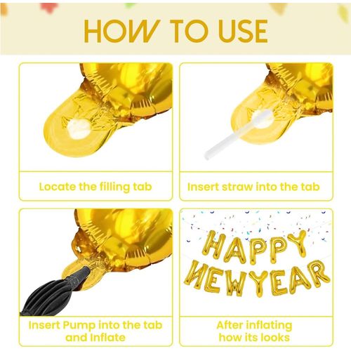 2024 Happy New Year Balloons Gold Number Letter Aluminum Foil Balloon Christmas Home Decoration New Year Party Gift Photo Props