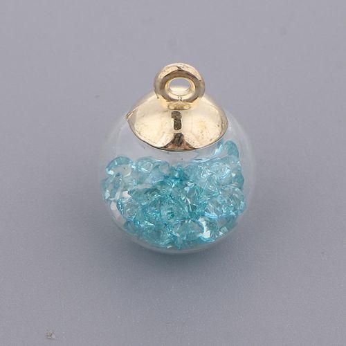 10Pcs Crystal Glass Ball Charms Shiny Rhinestone Jewelry Light Blue
