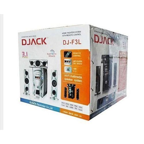 Djack DJ-F3L 3.1 X-Bass, Bluetooth, AC&DC Home Theatre Multimedia Speaker System with FM Radio, USB & SD Ports - Black