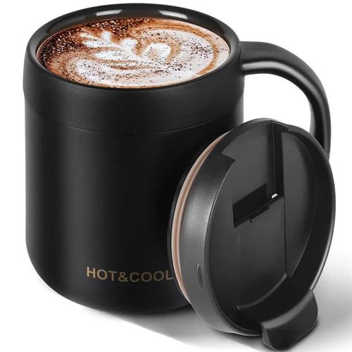 1pc 350ml/500ml Stainless Steel Coffee Thermos Mug Cold and Hot Thermal Water Bottle with Handgrip Office Vacuum Flask Tea Cup