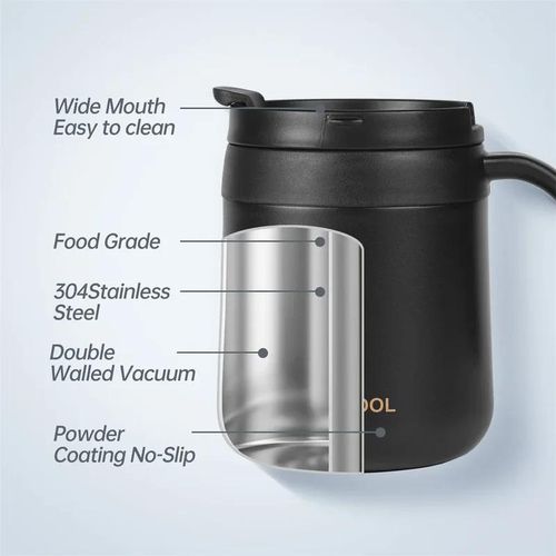 1pc 350ml/500ml Stainless Steel Coffee Thermos Mug Cold and Hot Thermal Water Bottle with Handgrip Office Vacuum Flask Tea Cup