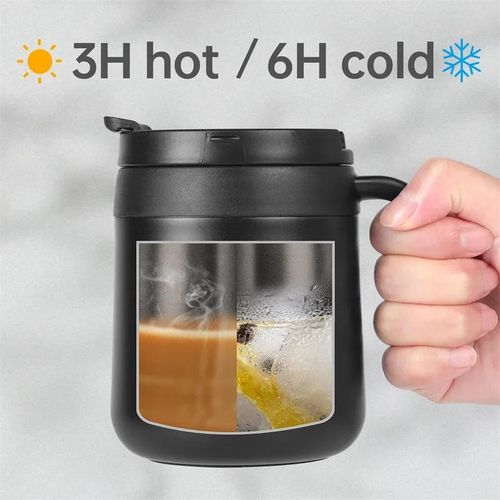 1pc 350ml/500ml Stainless Steel Coffee Thermos Mug Cold and Hot Thermal Water Bottle with Handgrip Office Vacuum Flask Tea Cup