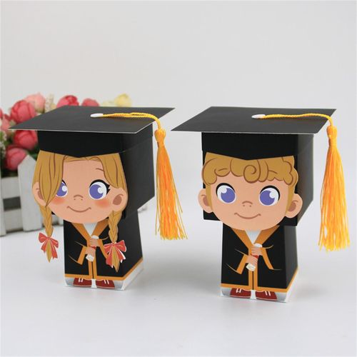 50Pcs Graduation Cap Gift Boxes Doctoral Cap Shaped Boys