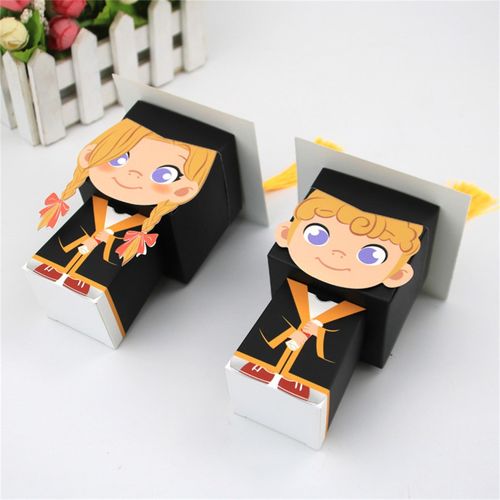 50Pcs Graduation Cap Gift Boxes Doctoral Cap Shaped Boys