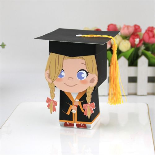50Pcs Graduation Cap Gift Boxes Doctoral Cap Shaped Boys
