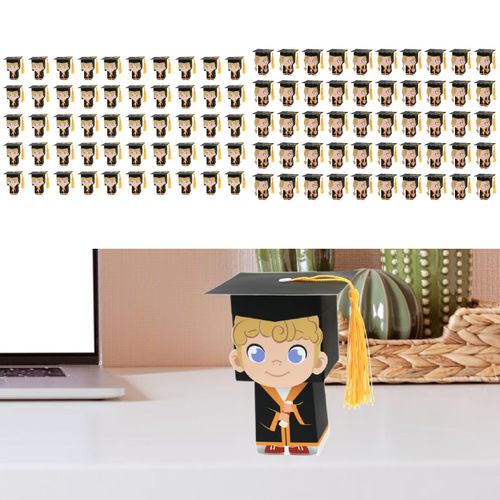 50Pcs Graduation Cap Gift Boxes Doctoral Cap Shaped Boys