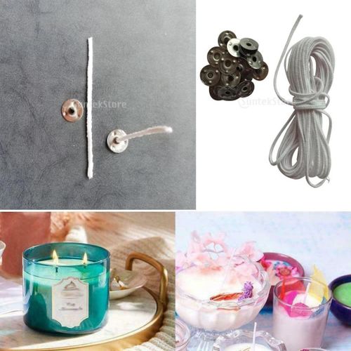 5m Pre Waxed Candle Wicks with 20pcs Sustainers DIY Smokeless Candle