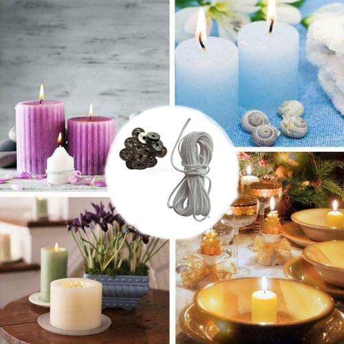 5m Pre Waxed Candle Wicks with 20pcs Sustainers DIY Smokeless Candle