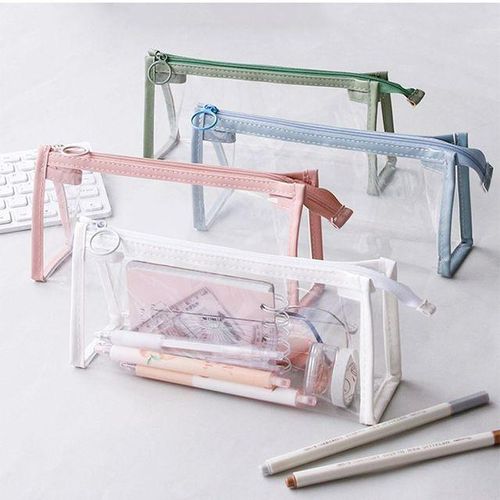 Plastic Large Capacity Pencil Bag Waterproof Transparent Pen Pouch Pencil Case Storage Bag Toiletry Pouch Coetics Makeup Bags