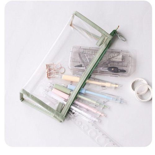 Plastic Large Capacity Pencil Bag Waterproof Transparent Pen Pouch Pencil Case Storage Bag Toiletry Pouch Coetics Makeup Bags