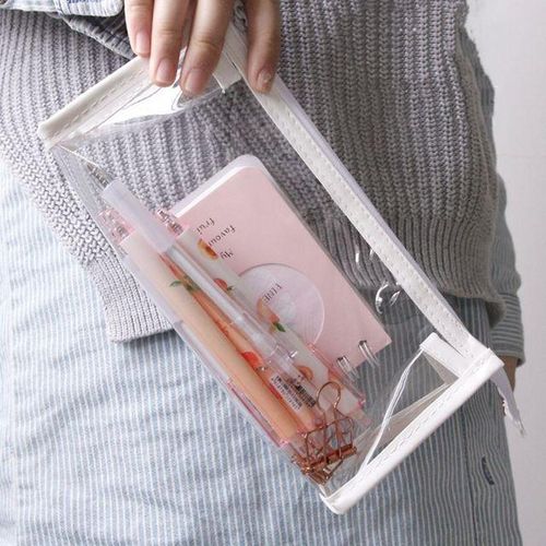 Plastic Large Capacity Pencil Bag Waterproof Transparent Pen Pouch Pencil Case Storage Bag Toiletry Pouch Coetics Makeup Bags