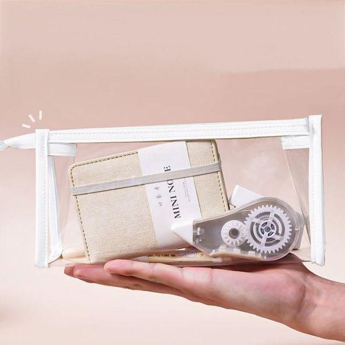 Plastic Large Capacity Pencil Bag Waterproof Transparent Pen Pouch Pencil Case Storage Bag Toiletry Pouch Coetics Makeup Bags