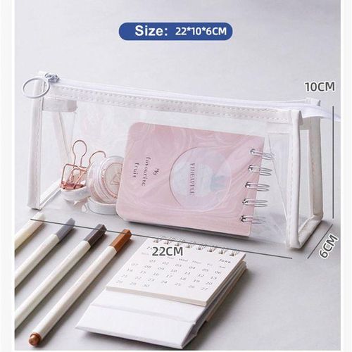 Plastic Large Capacity Pencil Bag Waterproof Transparent Pen Pouch Pencil Case Storage Bag Toiletry Pouch Coetics Makeup Bags