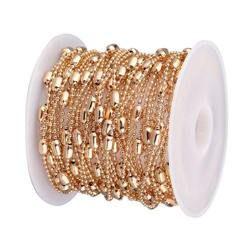 Acituna Metal Cable Chain Beaded Link DIY Anklet Necklace Rose Gold