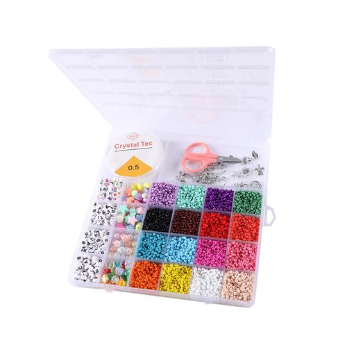 500x 3mm Seed Beads Kit Jewelry Making with Elastic String Bag Buckles