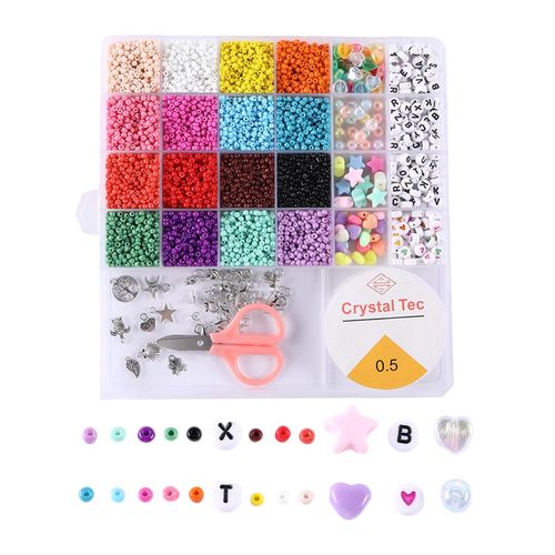 500x 3mm Seed Beads Kit Jewelry Making with Elastic String Bag Buckles