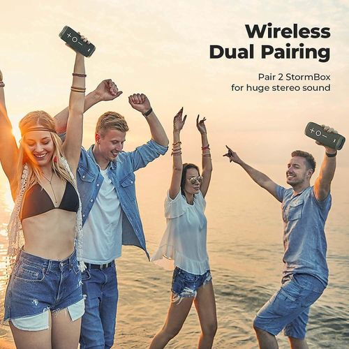 Tribit StormBox Wireless Bluetooth Speakers 24W 360° Surround Sound,Enhanced Bass,Wireless Dual Pairing,Built-in Mic,IPX7 Waterproof,20 Hours Playtime, 66ft Bluetooth Range,Outdoor Portable Speaker - Black