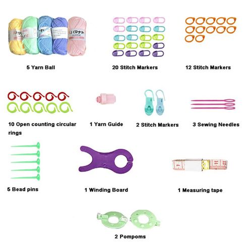 82PCS Crochet Kit Beginner Crochet Kit Wool Crochet Material Kit Crochet Beginner Set NO5112