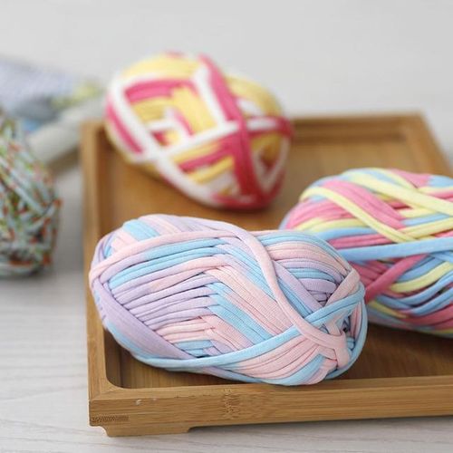 T-Shirt Cotton Rainbow Yarn For Knitting Diy Soft Wool Crochet Bag Sweater Section Dyed Colored Weaving Thread Puffy Chunky 100g