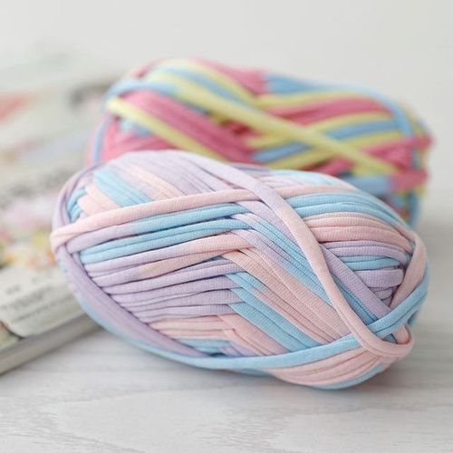 T-Shirt Cotton Rainbow Yarn For Knitting Diy Soft Wool Crochet Bag Sweater Section Dyed Colored Weaving Thread Puffy Chunky 100g