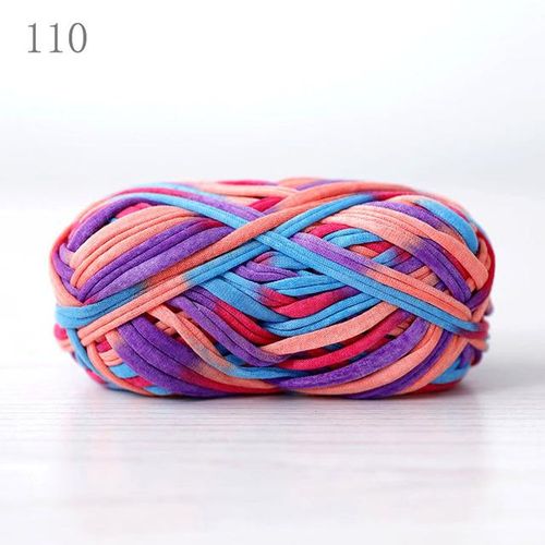 T-Shirt Cotton Rainbow Yarn For Knitting Diy Soft Wool Crochet Bag Sweater Section Dyed Colored Weaving Thread Puffy Chunky 100g