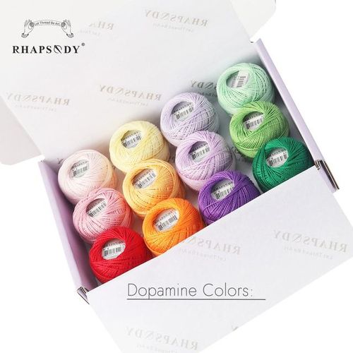 Rhapsody Premium Quality 12 Balls Size 8 Pearl Cotton Embroidery Thread For Cross Stitch Diy Crochet Mercerized Egyptian Cotton