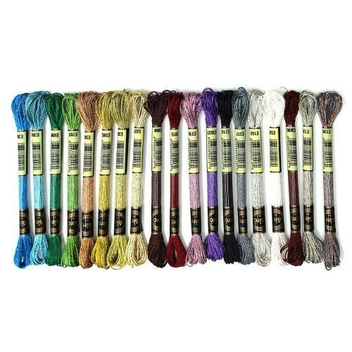 915 Generation 19Pcs Metallic Embroidery Skein Threads MultiColor Embroide